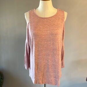 Jasmine and Juliana SUPER SOFT Cold Shoulder long sleeve knit top size M pink